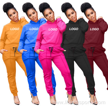 Customized Logo Plain Cheap Women 2 PiecesTracksuits